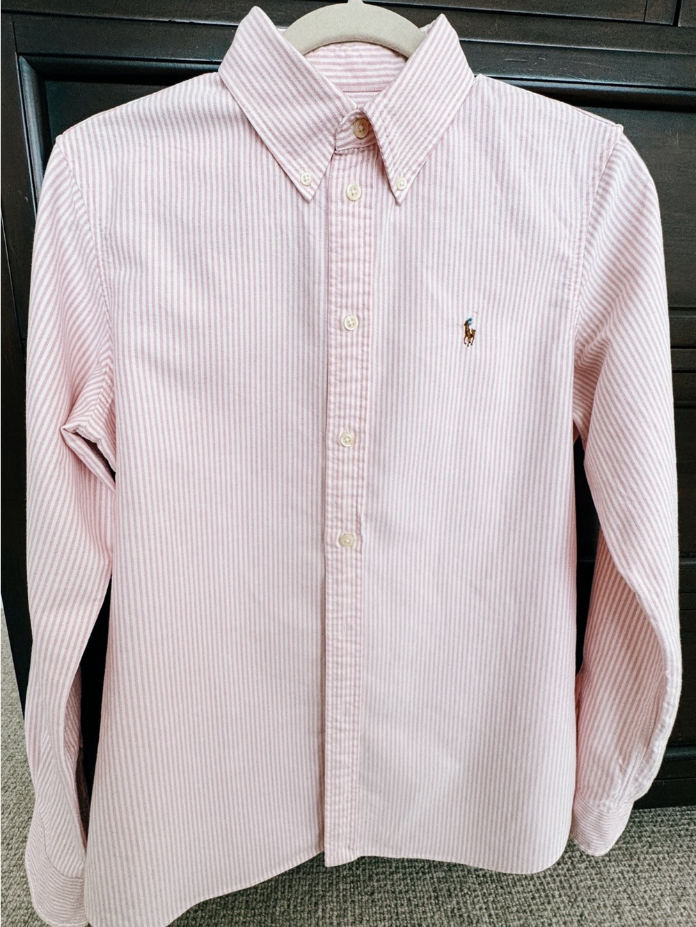 Ralph Lauren Light Pink Thin-Stripe Button-Down Dress Shirt